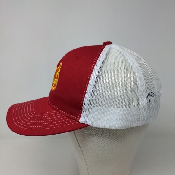Con Fuerza Men's Snapback Mesh Back Hat Red White Embroidered Logo Adjustable - Picture 3 of 8